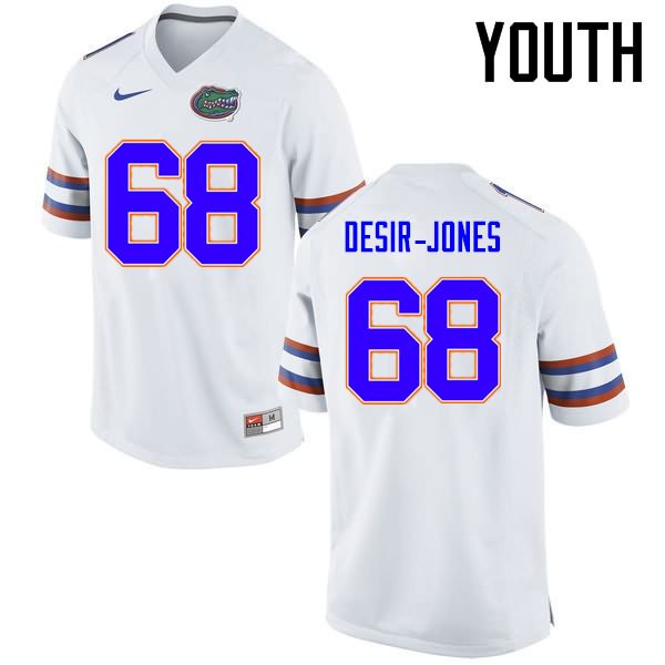 NCAA Florida Gators Richerd Desir-Jones Youth #68 Nike White Stitched Authentic College Football Jersey PHT4164AM